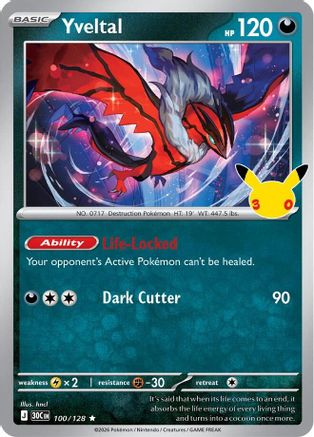 Image of Yveltal 100/128  - Holofoil ME 30th Celebration - Rare