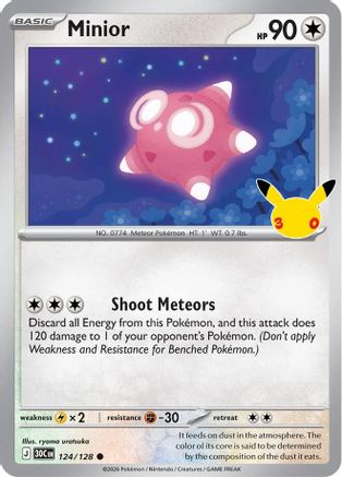 Image of Minior 124/128  - Holofoil ME 30th Celebration - Common