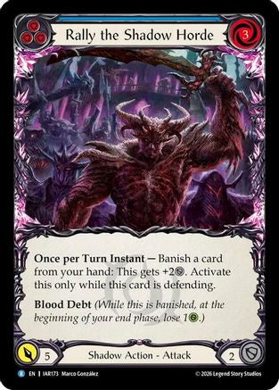 Image of Rally the Shadow Horde (Blue) (IAR173) - Usurp the Shadow Throne Rainbow Foil