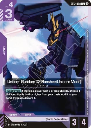 Image of Unicorn Gundam 02 Banshee (Unicorn Mode) (ST11-ST14 Release Event) (ST12-009) - Gundam Promotional Cards Holofoil