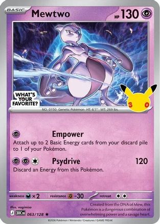 Image of Mewtwo (What's Your Favorite Stamp) 063/128  - Holofoil Miscellaneous Cards & Products - Rare
