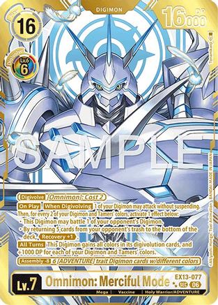 Image of Omnimon: Merciful Mode (Rare Pull) (EX13-077) - Chivalrous XIII Foil