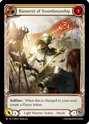 Image of Banneret of Swordsmanship (Extended Art) (IAR253) - Usurp the Shadow Throne Rainbow Foil