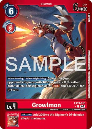 Image of Growlmon (Limited Foil) (EX13-010) - Chivalrous XIII Foil