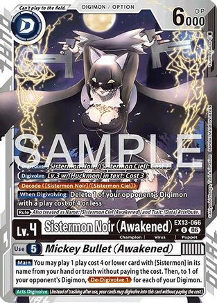 Image of Sistermon Noir (Awakened) // Mickey Bullet (Awakened) (Limited Foil) (EX13-066) - Chivalrous XIII Foil