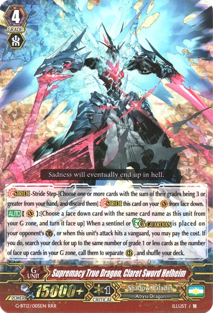 Image of Supremacy True Dragon, Claret Sword Helheim (G-BT12/005EN) [Dragon King's Awakening]
