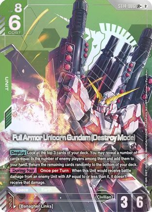Image of Full Armor Unicorn Gundam (Destroy Mode) (LR+) (ST14-006) - Starter Deck 14 Heavy Dominion Holofoil
