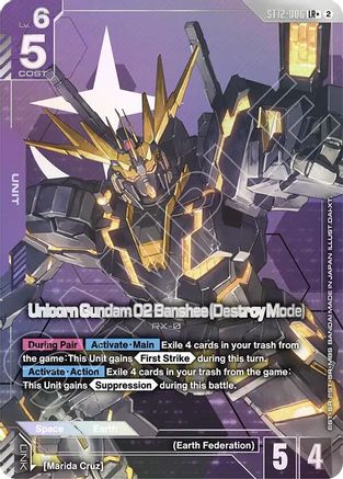 Image of Unicorn Gundam 02 Banshee (Destroy Mode) (LR+) (ST12-006) - Starter Deck 12 Raging Onslaught Holofoil