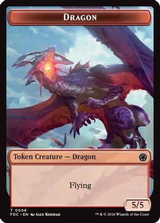 Image of Dragon (0008) // Treasure Double-Sided Token (FDC-8 // 16) - Commander: Foundations