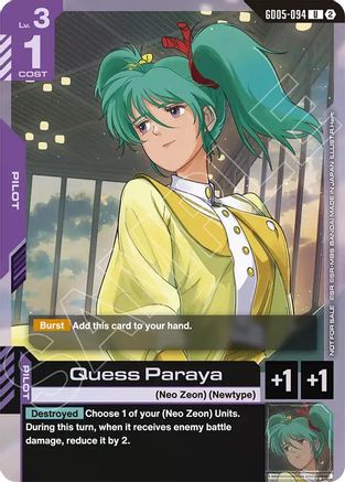 Image of Quess Paraya (Store Tournament Participation Pack 06) (GD05-094) - Gundam Promotional Cards Holofoil