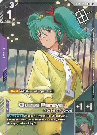 Image of Quess Paraya (Store Tournament Winner Pack 06) (GD05-094) - Gundam Promotional Cards Holofoil