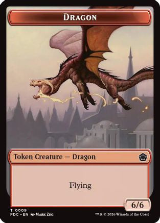 Image of Dragon (0009) // Treasure Double-Sided Token (FDC-9 // 16) - Commander: Foundations