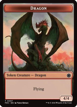 Image of Dragon (0007) // Treasure Double-Sided Token (FDC-7 // 16) - Commander: Foundations