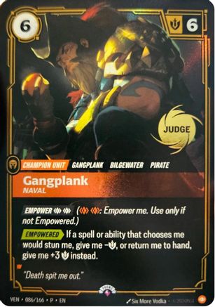Image of Gangplank, Naval (086/166) - Riftbound Judge Promotional Cards Foil