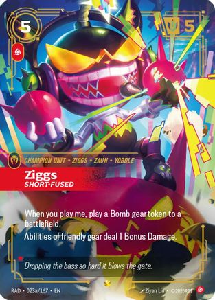 Image of Ziggs, Short-Fused (Alternate Art) (023a/167) - Radiance Foil