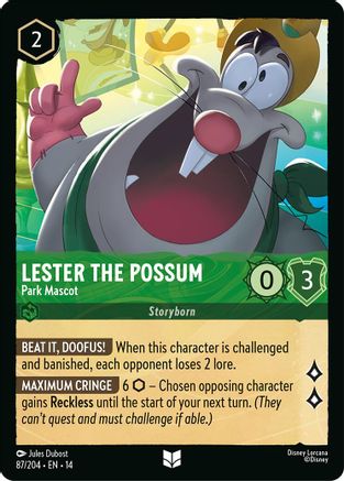 Image of Lester the Possum - Park Mascot (87/204) - Hyperia City Cold Foil