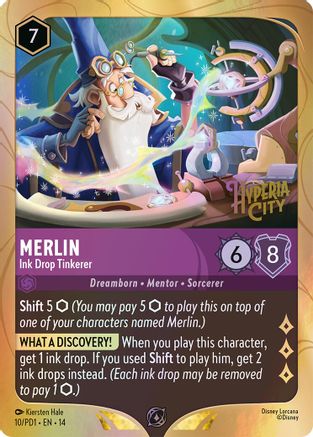 Image of Merlin - Ink Drop Tinkerer (10) - Disney Lorcana Promo Cards Holofoil