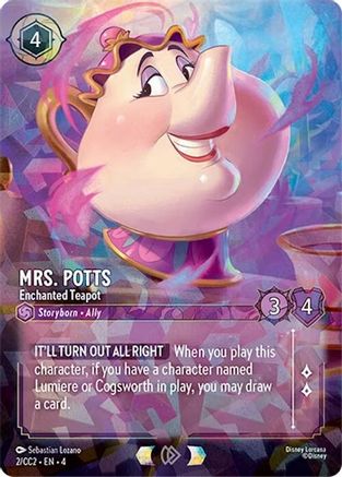 Image of Mrs. Potts - Enchanted Teapot (2) - Disney Lorcana Promo Cards Holofoil
