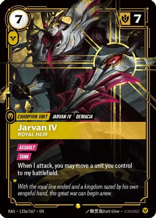 Image of Jarvan IV, Royal Heir (Alternate Art) (133a/167) - Radiance Foil