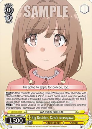 Image of Big Decision, Kaede Azusagawa (SBY/W136-E011) - Rascal Does Not Dream of Santa Claus