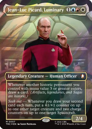 Image of Jean-Luc Picard, Luminary (Borderless) (Surge Foil) (TRC-007) - Commander: Star Trek Foil