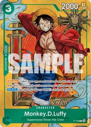 Image of Monkey.D.Luffy (P-108) (Mini Case Set Vol. 3 Sunohara Artwork) (P-108) - One Piece Promotion Cards Foil
