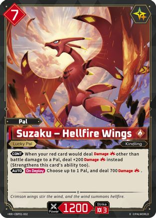 Image of Suzaku - Hellfire Wings (2nd Edition) (EBP01-002) - BP01 Dawn of Palpagos Foil