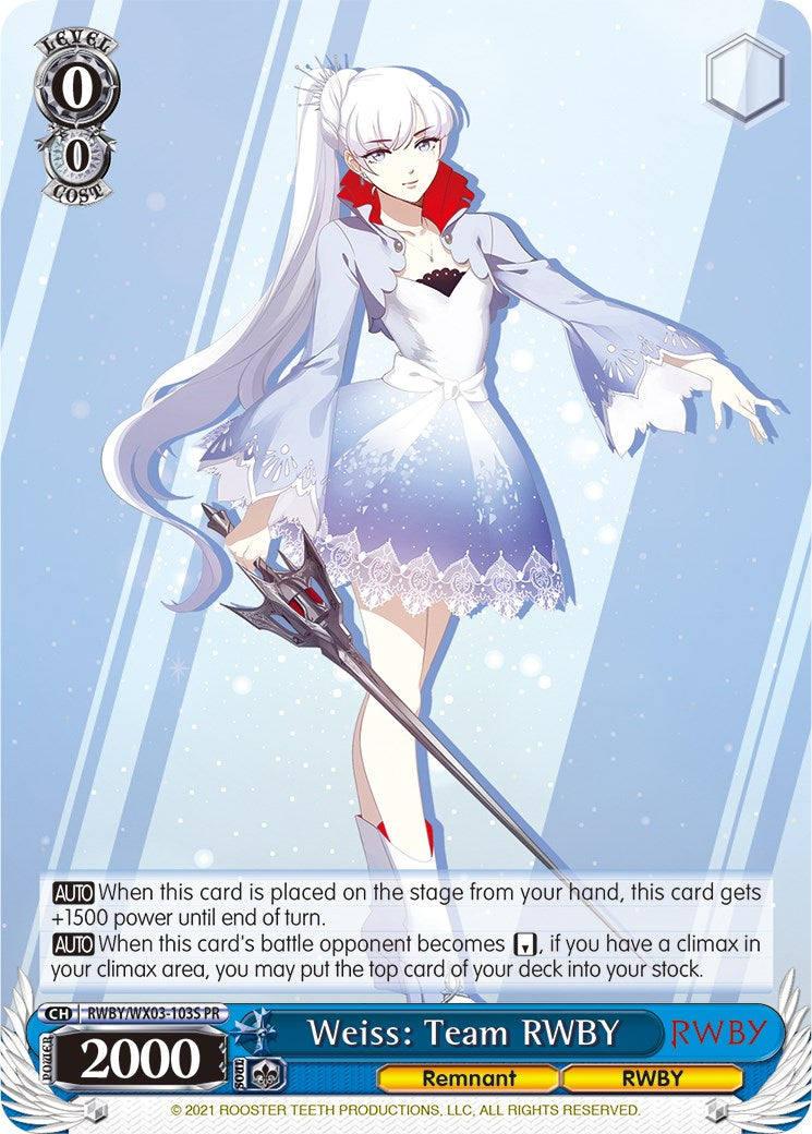 Image of Weiss: Team RWBY (RWBY/WX03-103S PR) (Alternate Art) [RWBY]