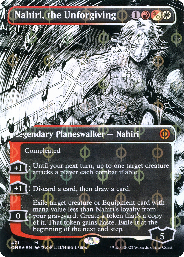 Image of Nahiri, the Unforgiving (Borderless Manga Step-and-Compleat Foil) [Phyrexia: All Will Be One]