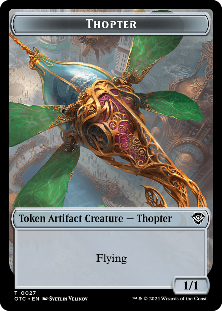 Image of Thopter // Manifest Double-Sided Token [Outlaws of Thunder Junction Commander Tokens]
