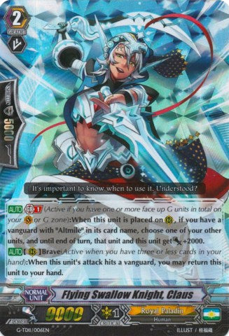 Image of Flying Swallow Knight, Claus (RRR) (G-TD11/006EN) [Divine Knight of Heavenly Decree]