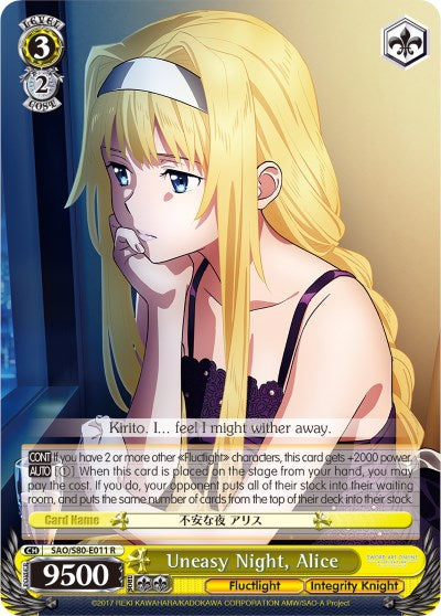 Image of Uneasy Night, Alice (SAO/S80-E011 R) [Sword Art Online -Alicization- Vol.2]