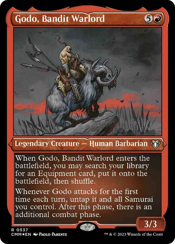 Image of Godo, Bandit Warlord (Foil Etched) [Commander Masters]