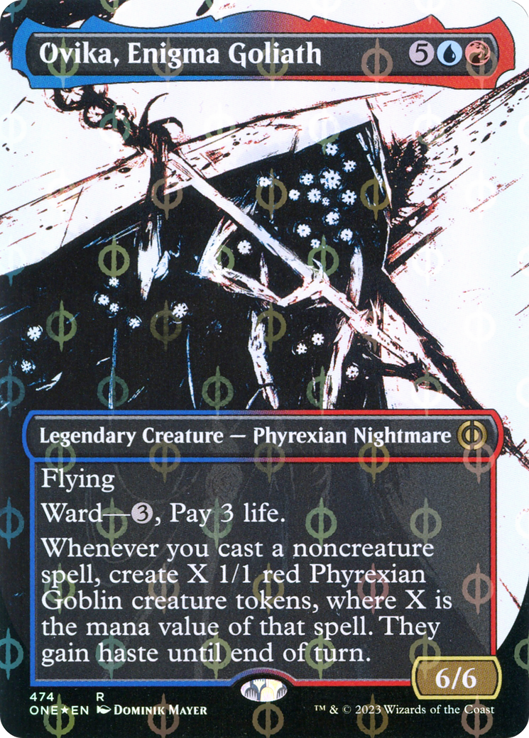 Image of Ovika, Enigma Goliath (Borderless Ichor Step-and-Compleat Foil) [Phyrexia: All Will Be One]