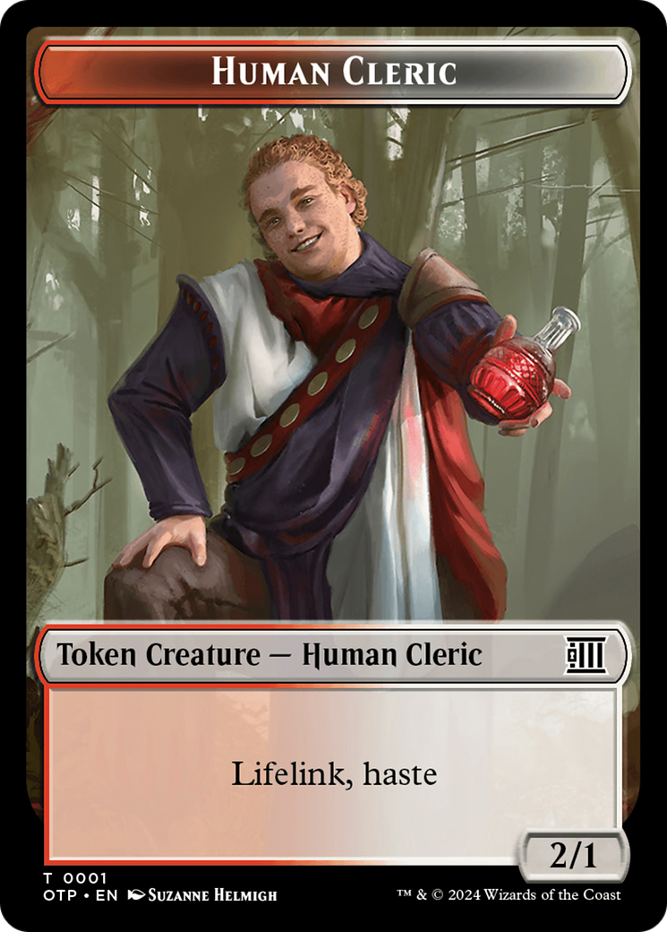 Image of Human Cleric Token [Outlaws of Thunder Junction: Breaking News Tokens]