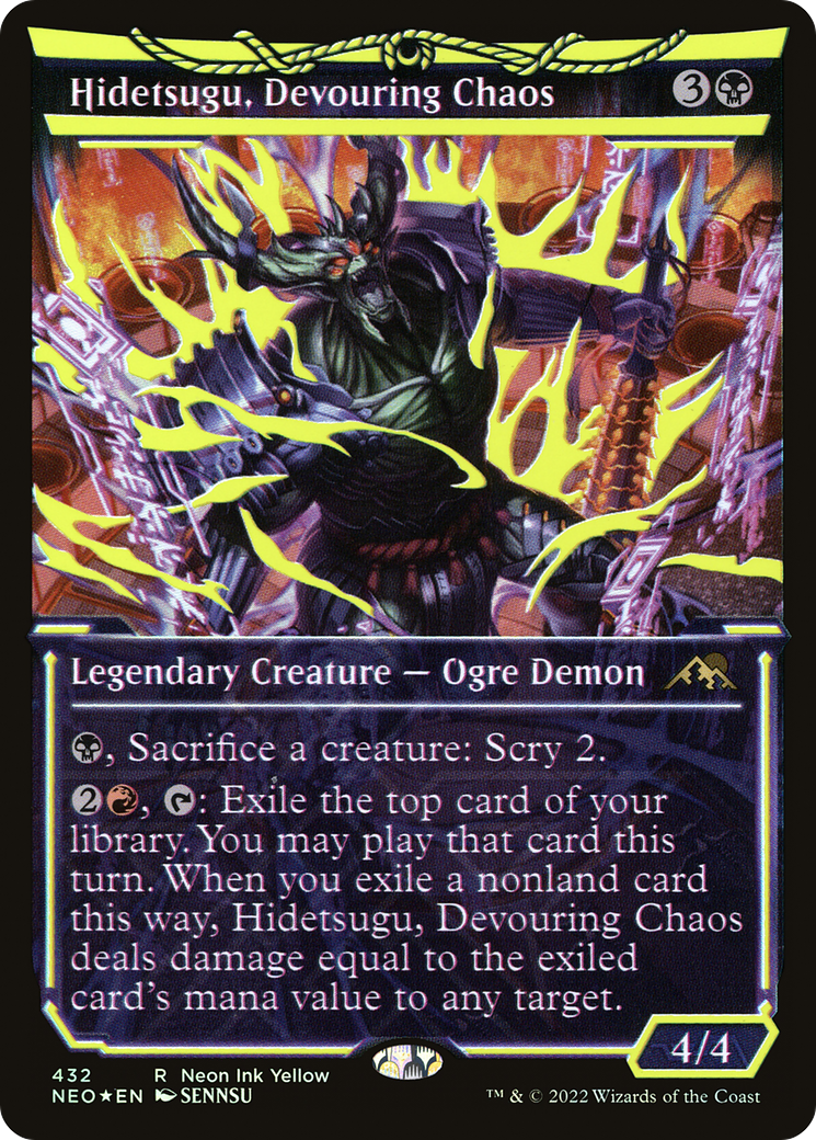 Image of Hidetsugu, Devouring Chaos (Neon Ink Yellow) [Kamigawa: Neon Dynasty]