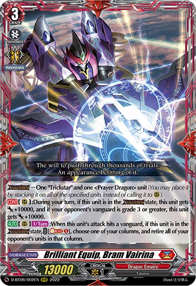 Image of Brilliant Equip, Bram Vairina (D-BT06/002EN) [Blazing Dragon Reborn]