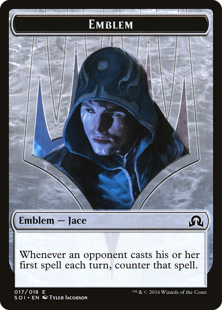Image of Jace, Unraveler of Secrets Emblem [Shadows over Innistrad Tokens]