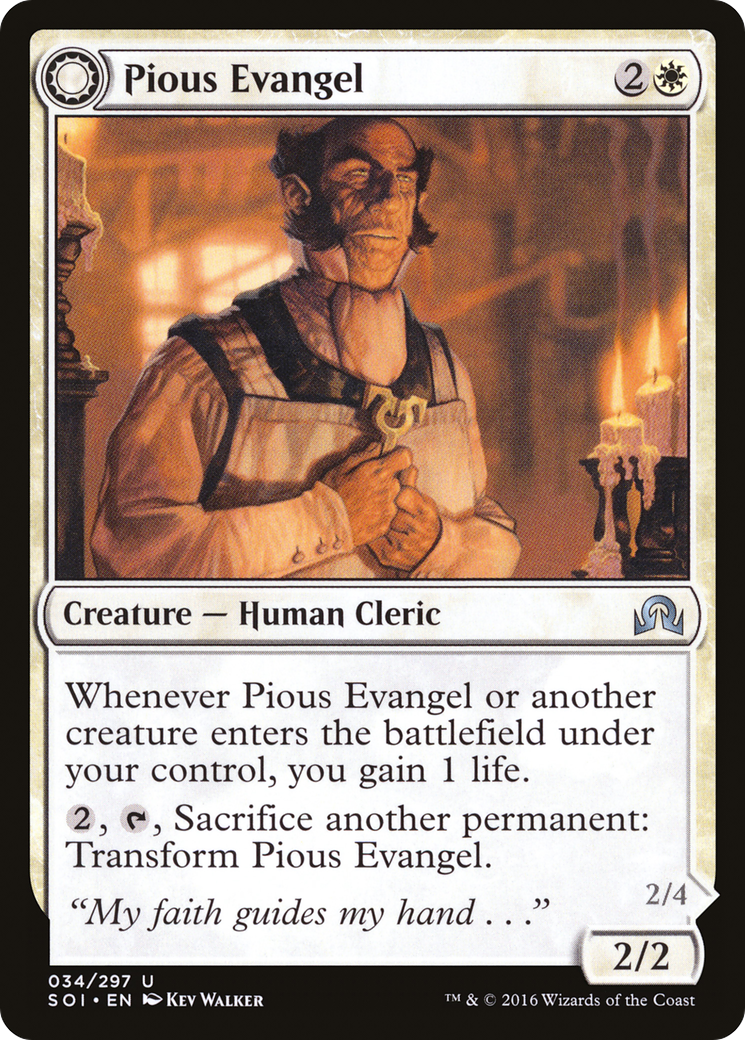 Image of Pious Evangel // Wayward Disciple [Shadows over Innistrad]