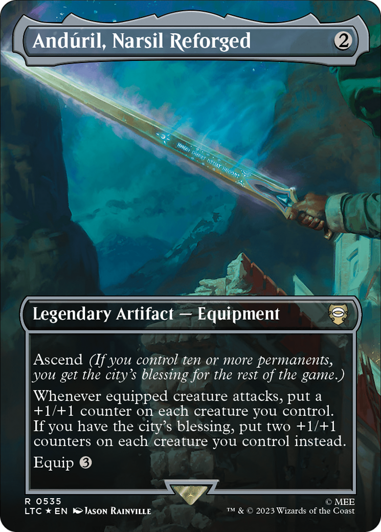 Image of Anduril, Narsil Reforged (Borderless) (Surge Foil) [The Lord of the Rings: Tales of Middle-Earth Commander]