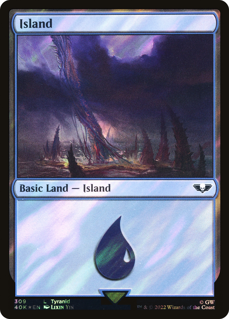 Image of Island (309) (Surge Foil) [Warhammer 40,000]