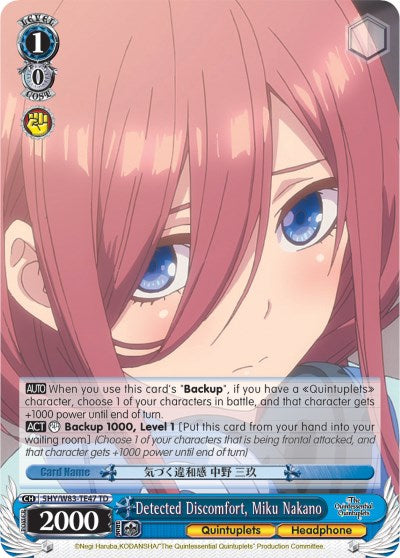 Image of Detected Discomfort, Miku Nakano (5HY/W83-TE47 TD) [The Quintessential Quintuplets]
