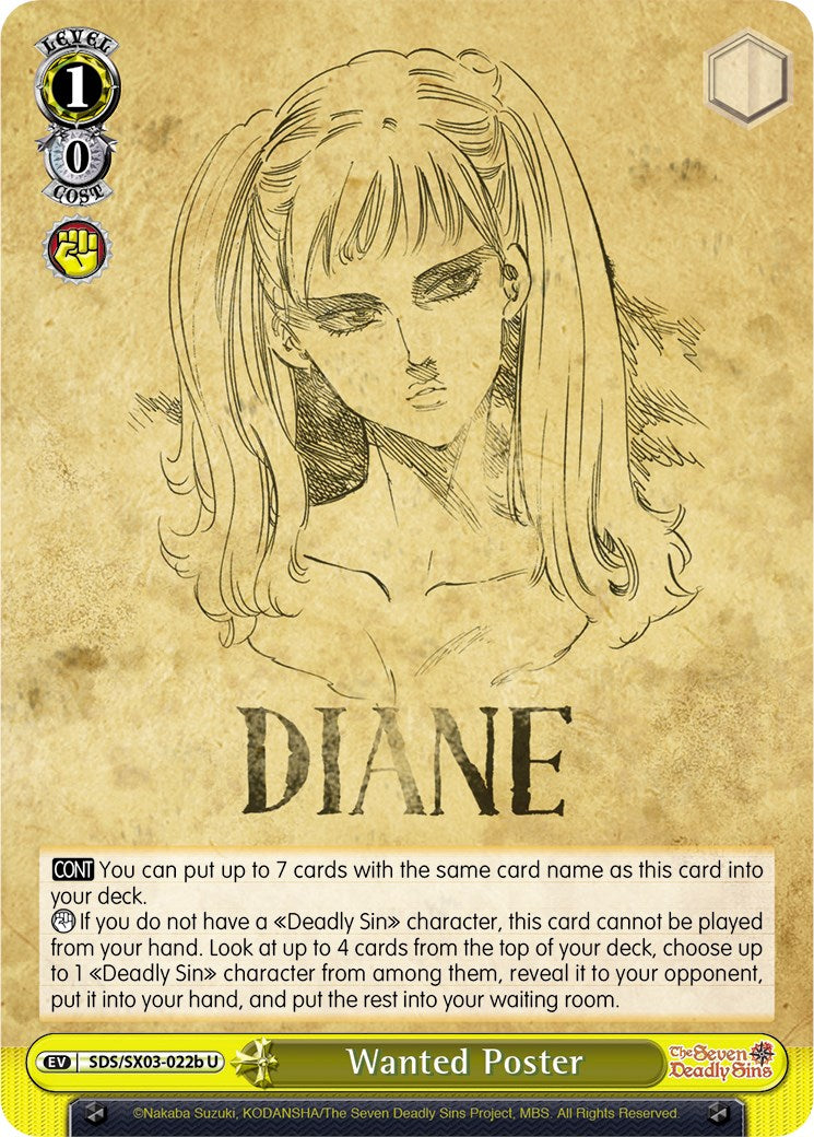 Image of Wanted Poster (SDS/SX03-022b U) [The Seven Deadly Sins]