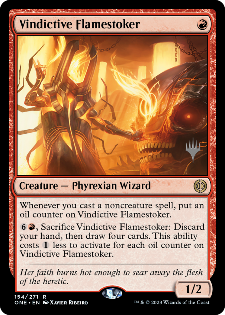 Image of Vindictive Flamestoker (Promo Pack) [Phyrexia: All Will Be One Promos]