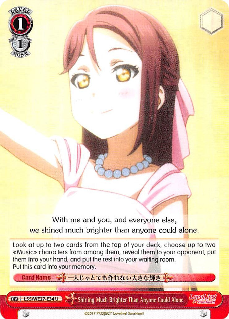 Image of Shining Much Brighter Than Anyone Could Alone (LSS/WE27-E34 U) [Love Live! Sunshine!! Extra Booster]