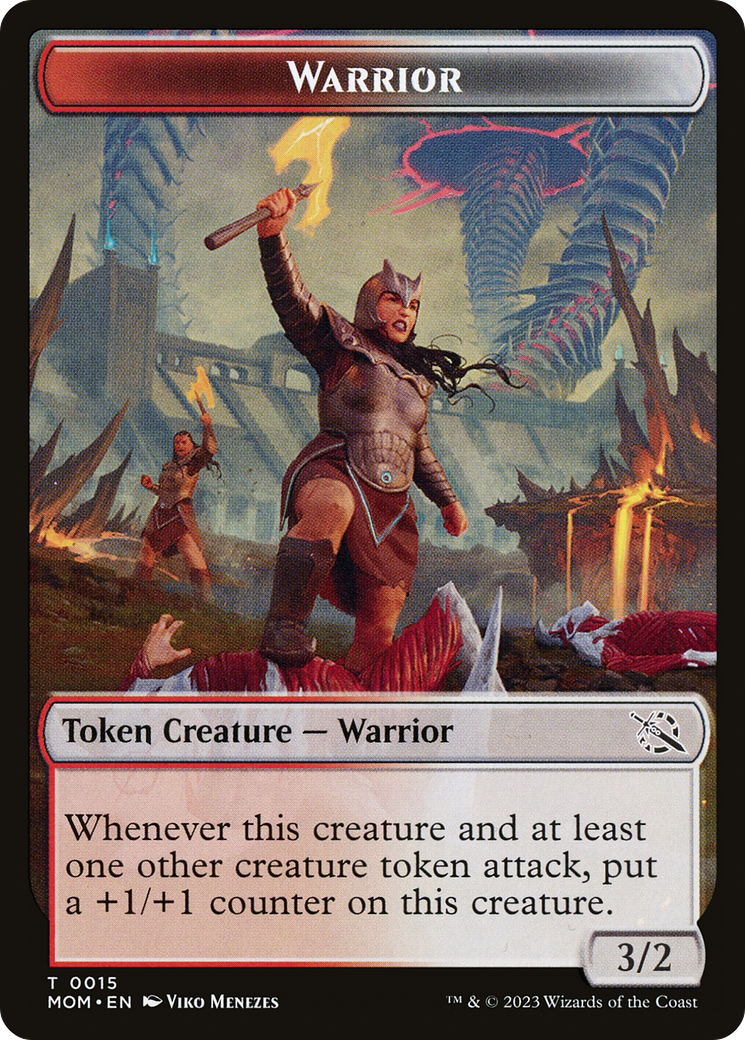 Image of Warrior // Wrenn and Realmbreaker Emblem Double-Sided Token [March of the Machine Tokens]