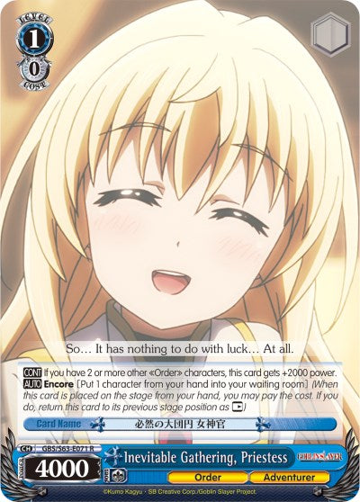 Image of Inevitable Gathering, Priestess (GBS/S63-E071 R) [Goblin Slayer]