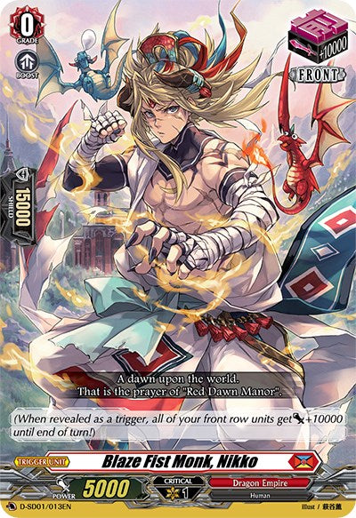 Image of Blaze Fist Monk, Nikko (D-SD01/013EN) [Yu-yu Kondo: Holy Dragon]