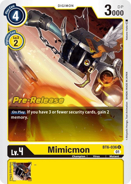 Image of Mimicmon [BT6-036] [Double Diamond Pre-Release Cards]