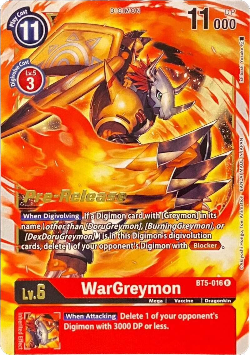 Image of WarGreymon [BT5-016] [Battle of Omni Pre-Release Promos]
